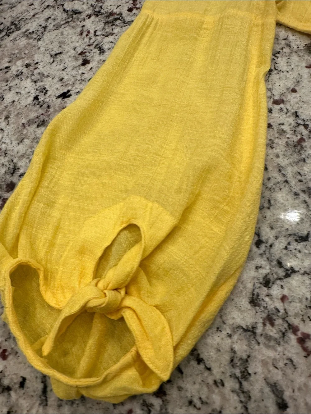 Maeve by Anthropologie Yellow Pleated V-Neck Blouse Knotted Cuffs XS - Picture 9 of 9